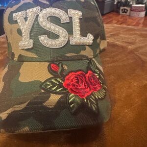 “You Should Listen”Camouflage Cap with YSL and Rose Embroidery❤️🤎👜